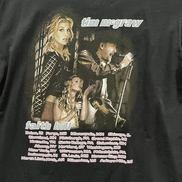 Vintage Faith Hill Rap Tee Shirt Mens Large Tim McGraw WCW Tag 90s Rare Black - Picture 7 of 13